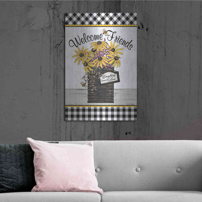 Luxe Metal Art 'Welcome Friends' by Linda Spivey, Metal Wall Art,24x36