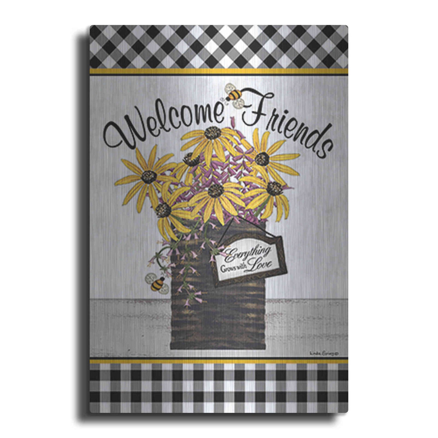 Luxe Metal Art 'Welcome Friends' by Linda Spivey, Metal Wall Art