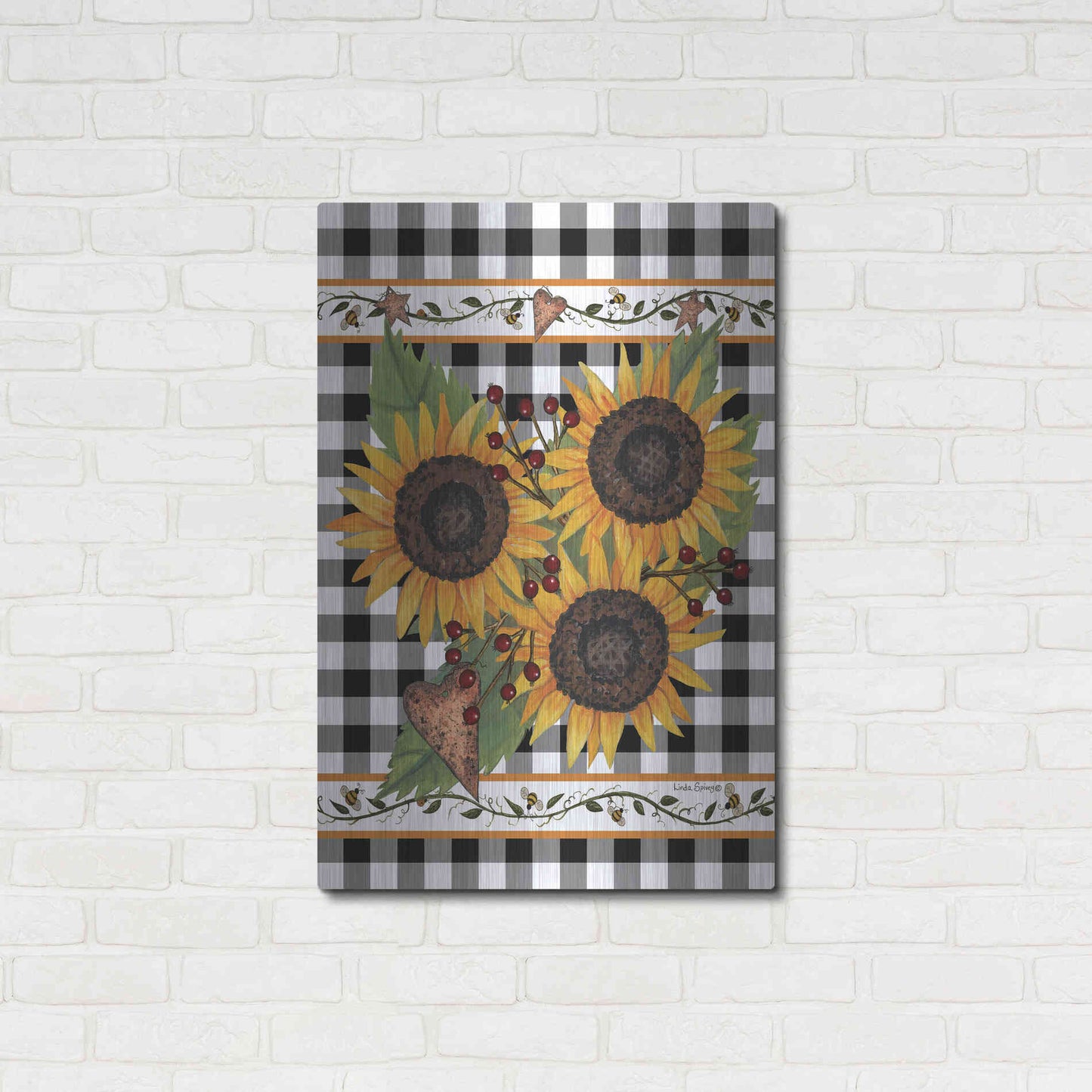 Luxe Metal Art 'Sunflowers and Vines' by Linda Spivey, Metal Wall Art,24x36