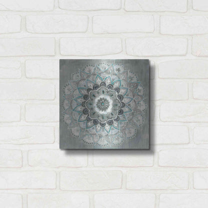 Luxe Metal Art 'Teal Sunburst' by Danhui Nai, Metal Wall Art,12x12