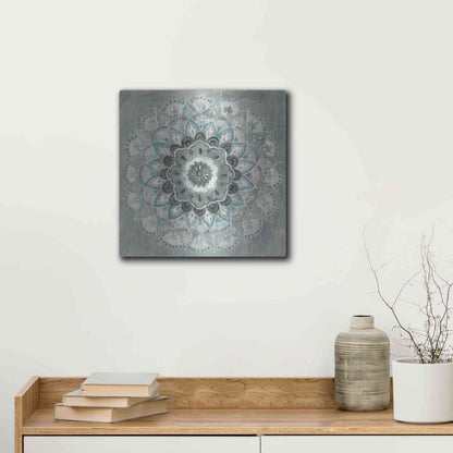 Luxe Metal Art 'Teal Sunburst' by Danhui Nai, Metal Wall Art,12x12