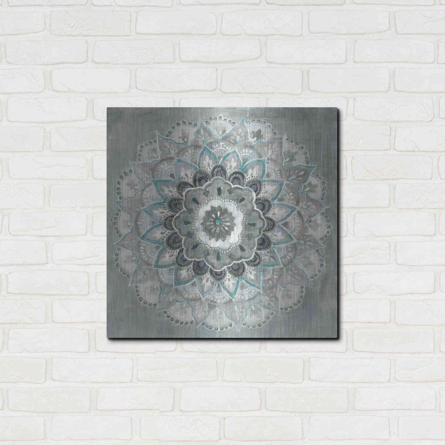 Luxe Metal Art 'Teal Sunburst' by Danhui Nai, Metal Wall Art,24x24