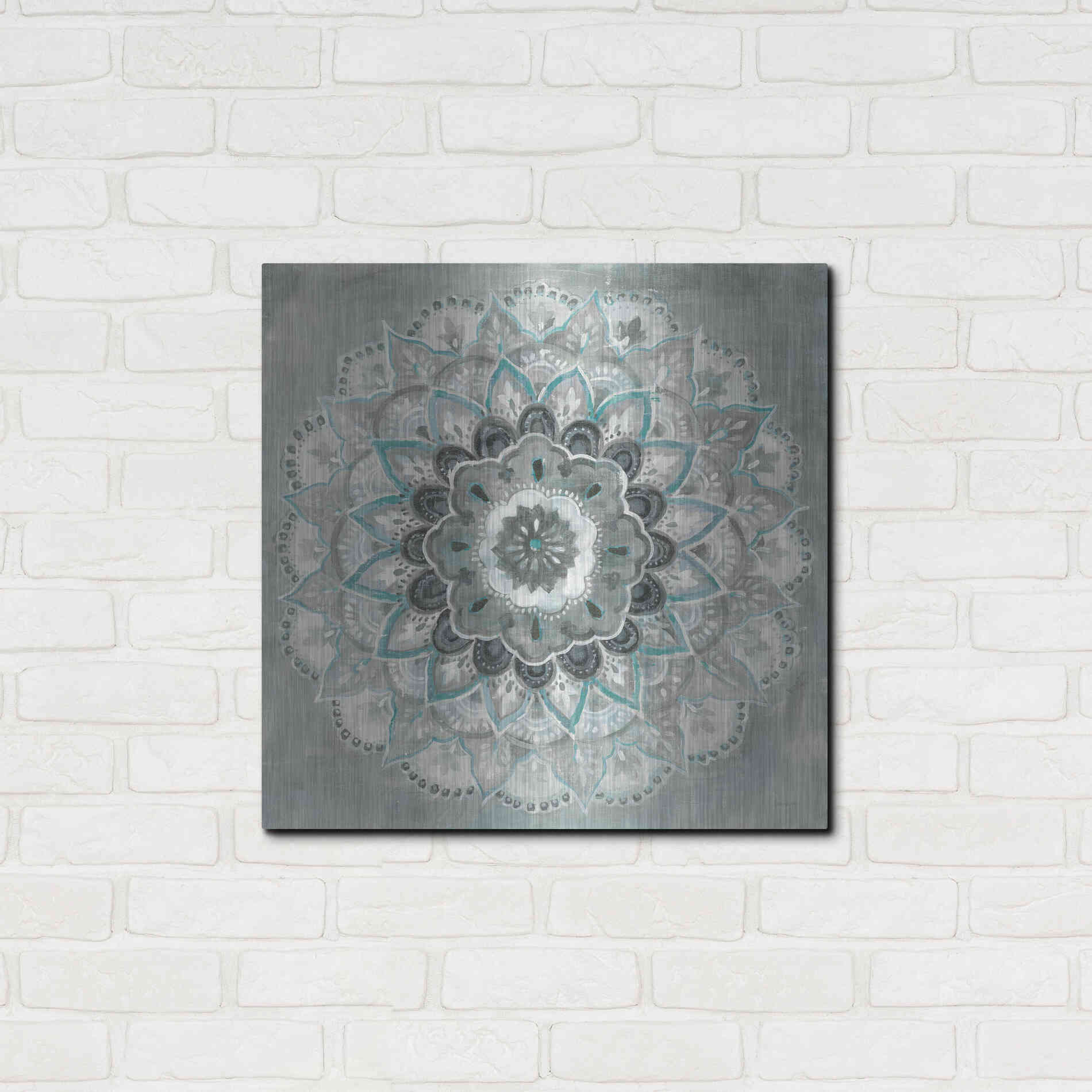 Luxe Metal Art 'Teal Sunburst' by Danhui Nai, Metal Wall Art,24x24