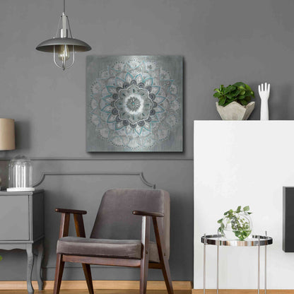 Luxe Metal Art 'Teal Sunburst' by Danhui Nai, Metal Wall Art,24x24