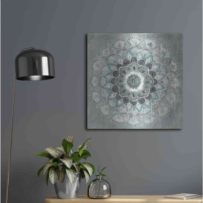 Luxe Metal Art 'Teal Sunburst' by Danhui Nai, Metal Wall Art,24x24