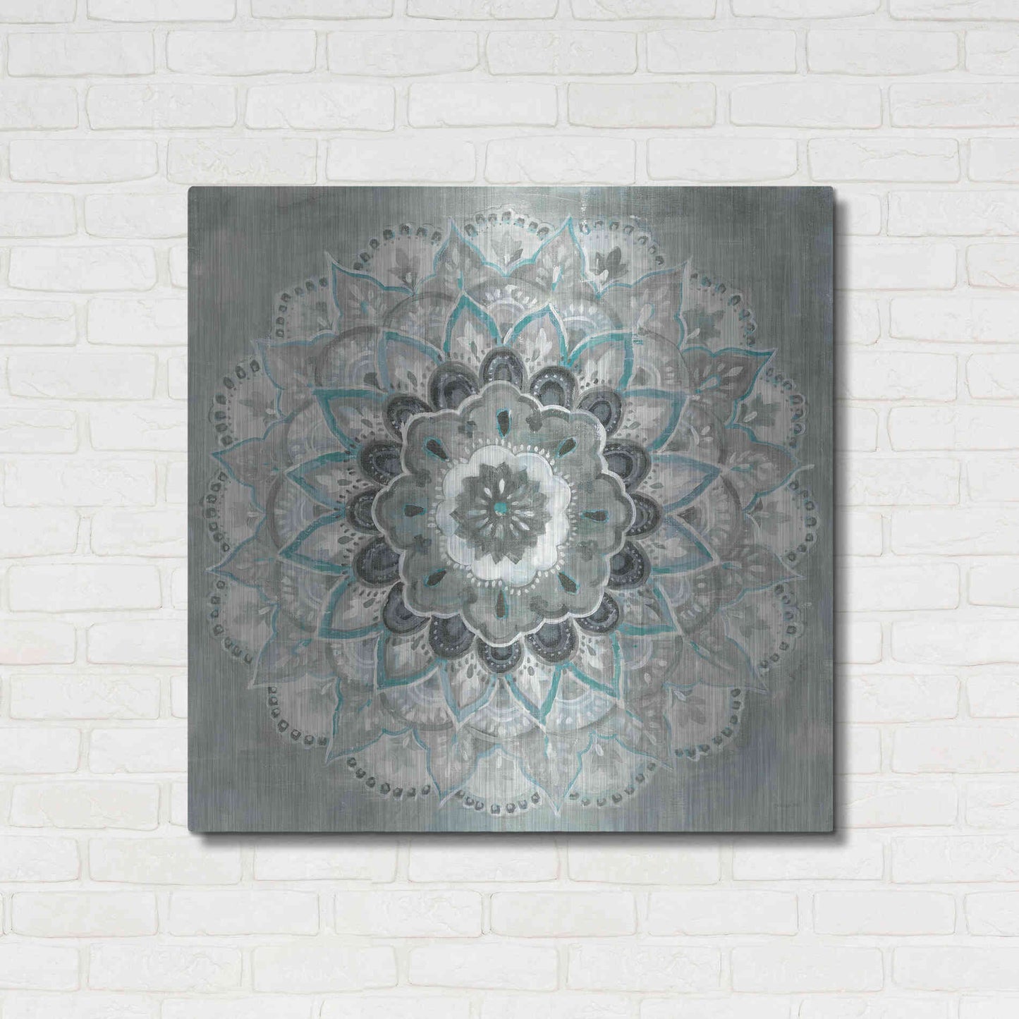 Luxe Metal Art 'Teal Sunburst' by Danhui Nai, Metal Wall Art,36x36