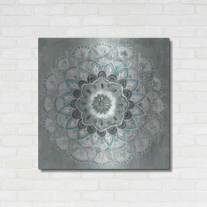 Luxe Metal Art 'Teal Sunburst' by Danhui Nai, Metal Wall Art,36x36