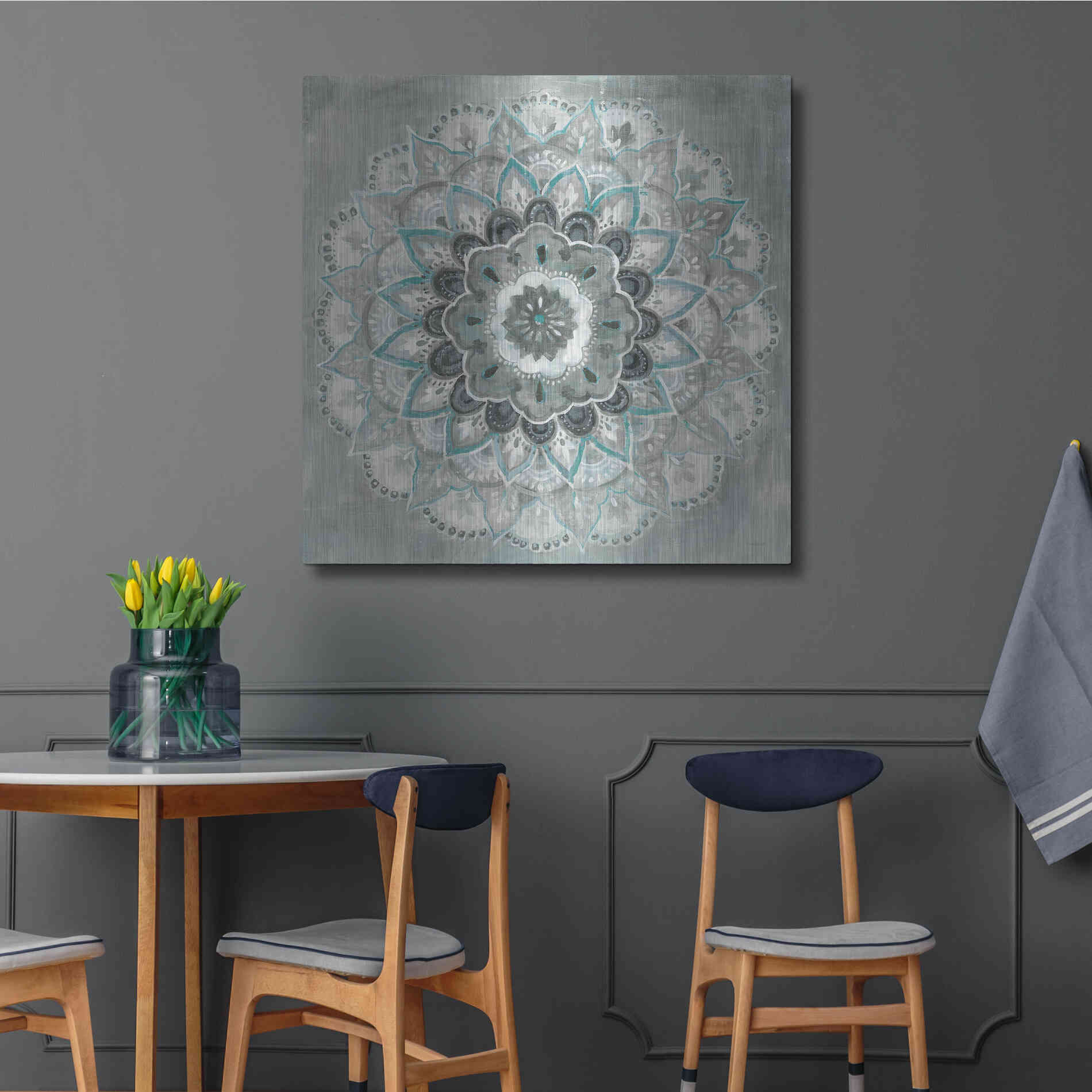 Luxe Metal Art 'Teal Sunburst' by Danhui Nai, Metal Wall Art,36x36