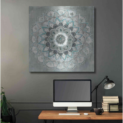 Luxe Metal Art 'Teal Sunburst' by Danhui Nai, Metal Wall Art,36x36