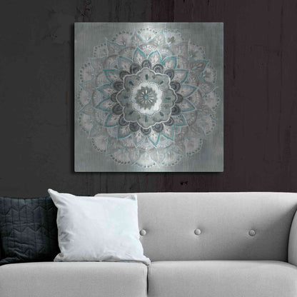 Luxe Metal Art 'Teal Sunburst' by Danhui Nai, Metal Wall Art,36x36