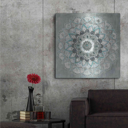 Luxe Metal Art 'Teal Sunburst' by Danhui Nai, Metal Wall Art,36x36