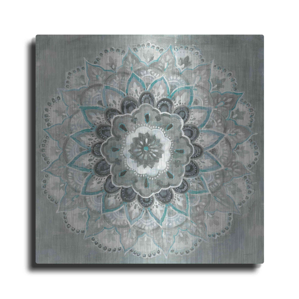 Luxe Metal Art 'Teal Sunburst' by Danhui Nai, Metal Wall Art
