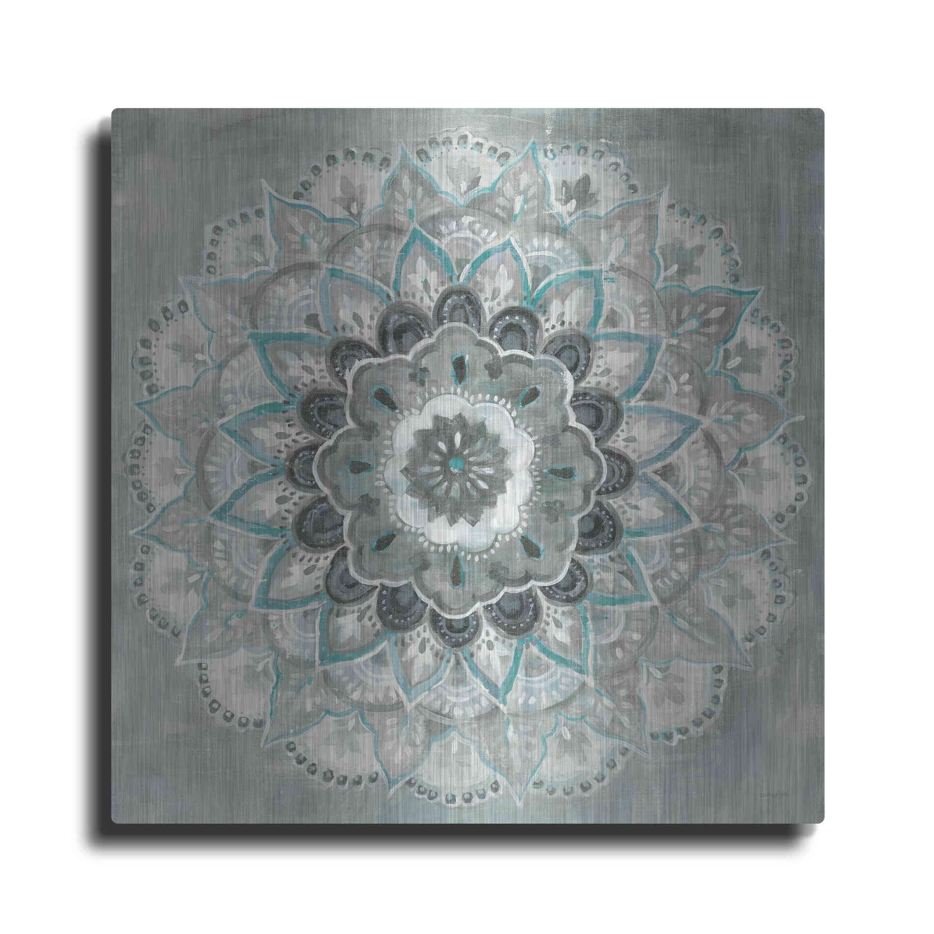 Luxe Metal Art 'Teal Sunburst' by Danhui Nai, Metal Wall Art