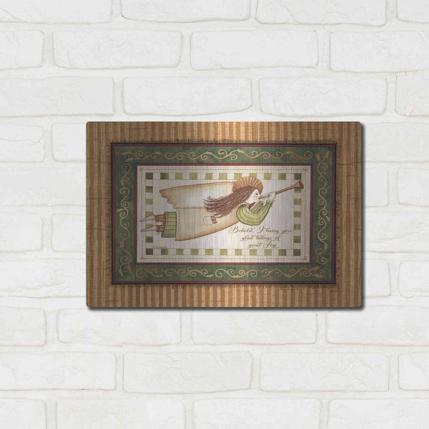 Luxe Metal Art 'Angel with Trumpet' by Linda Spivey, Metal Wall Art,16x12