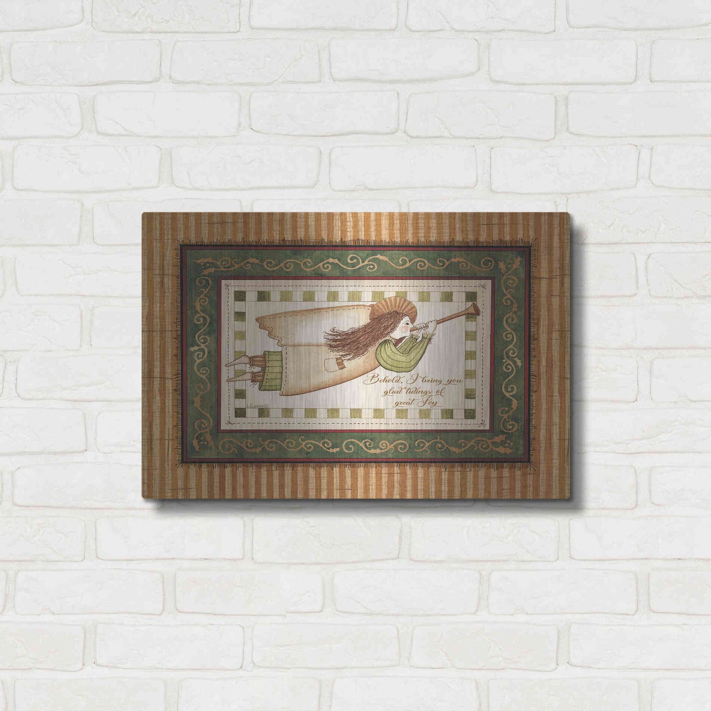 Luxe Metal Art 'Angel with Trumpet' by Linda Spivey, Metal Wall Art,24x16