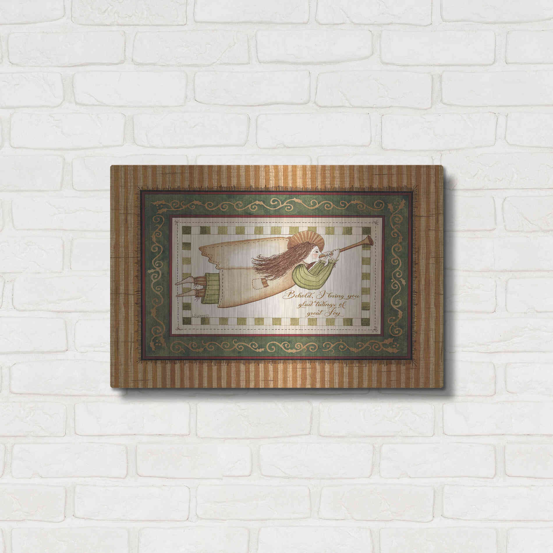 Luxe Metal Art 'Angel with Trumpet' by Linda Spivey, Metal Wall Art,24x16