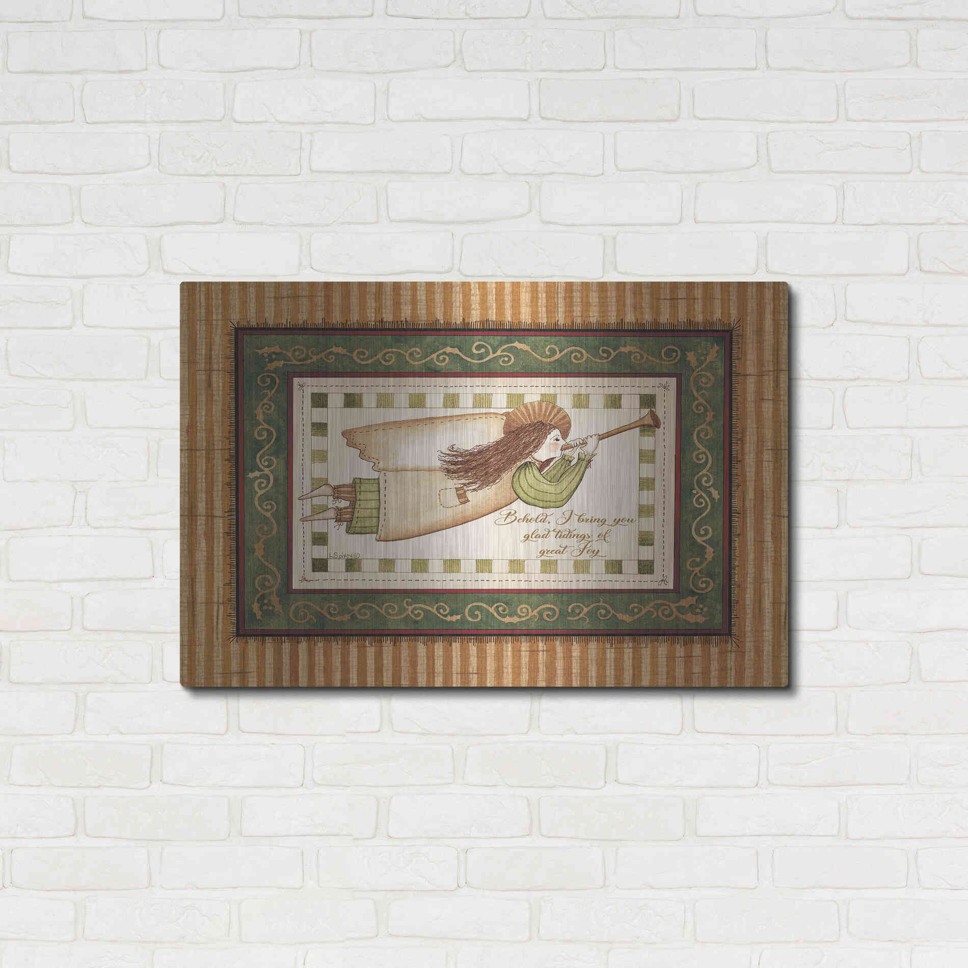 Luxe Metal Art 'Angel with Trumpet' by Linda Spivey, Metal Wall Art,36x24