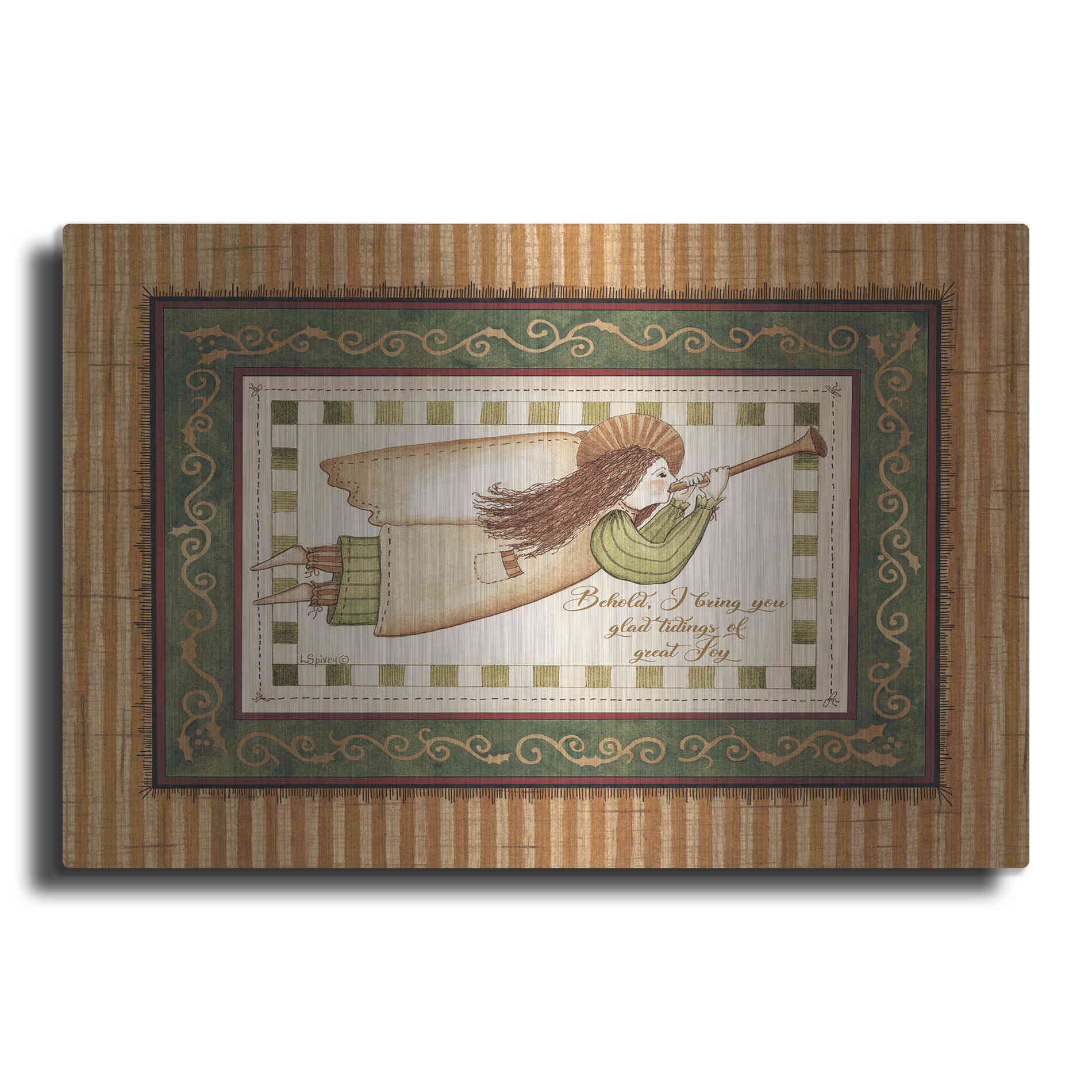 Luxe Metal Art 'Angel with Trumpet' by Linda Spivey, Metal Wall Art