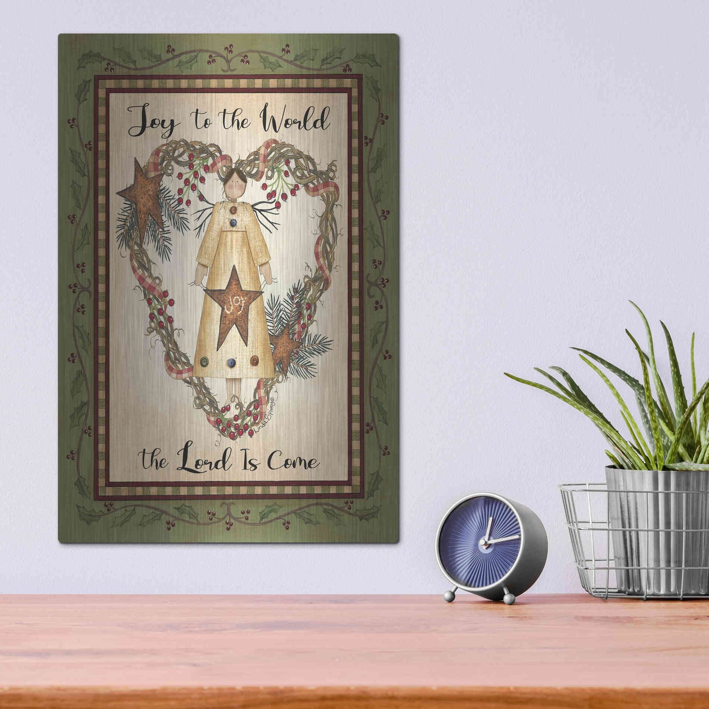 Luxe Metal Art 'Joy to the World Angel' by Linda Spivey, Metal Wall Art,12x16