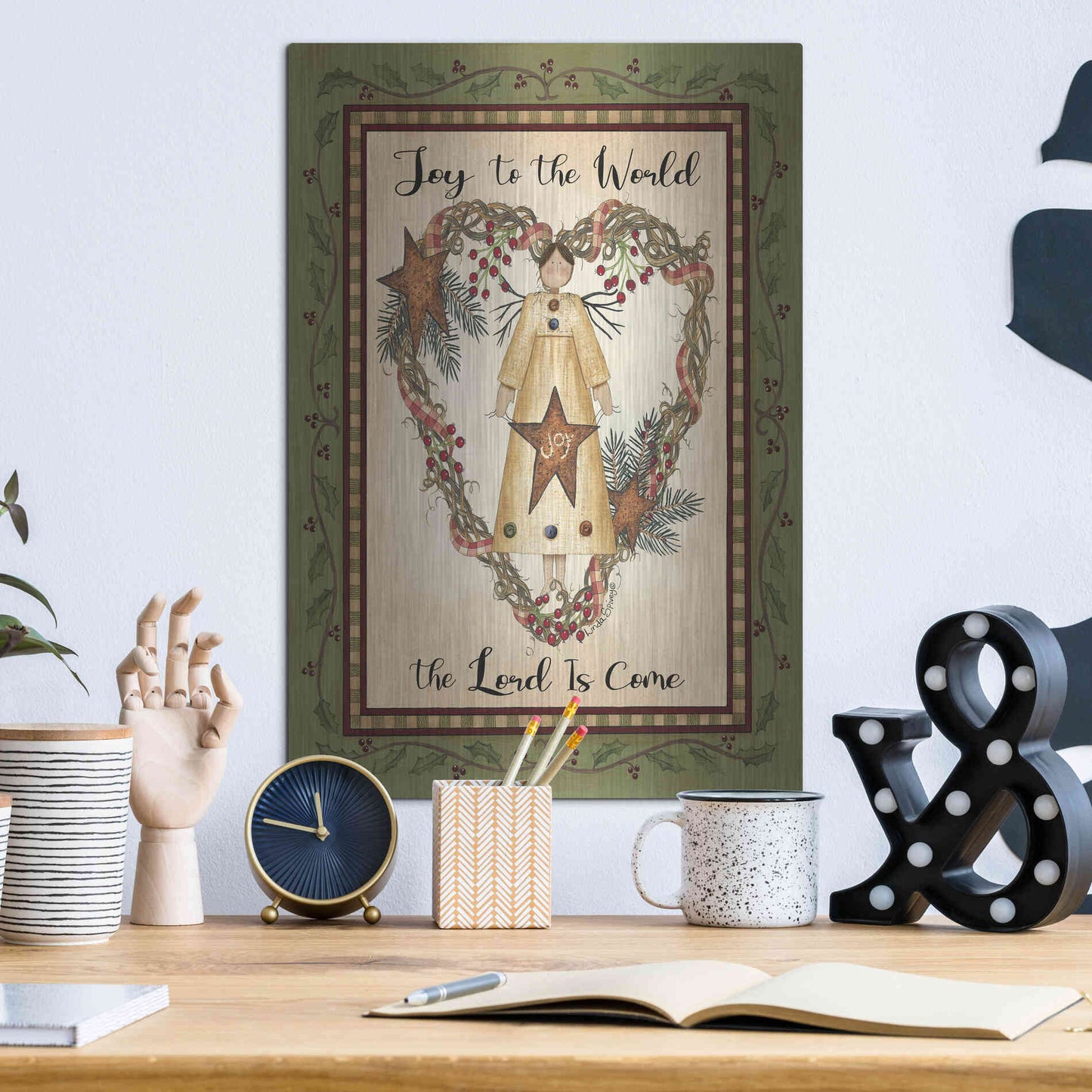 Luxe Metal Art 'Joy to the World Angel' by Linda Spivey, Metal Wall Art,12x16