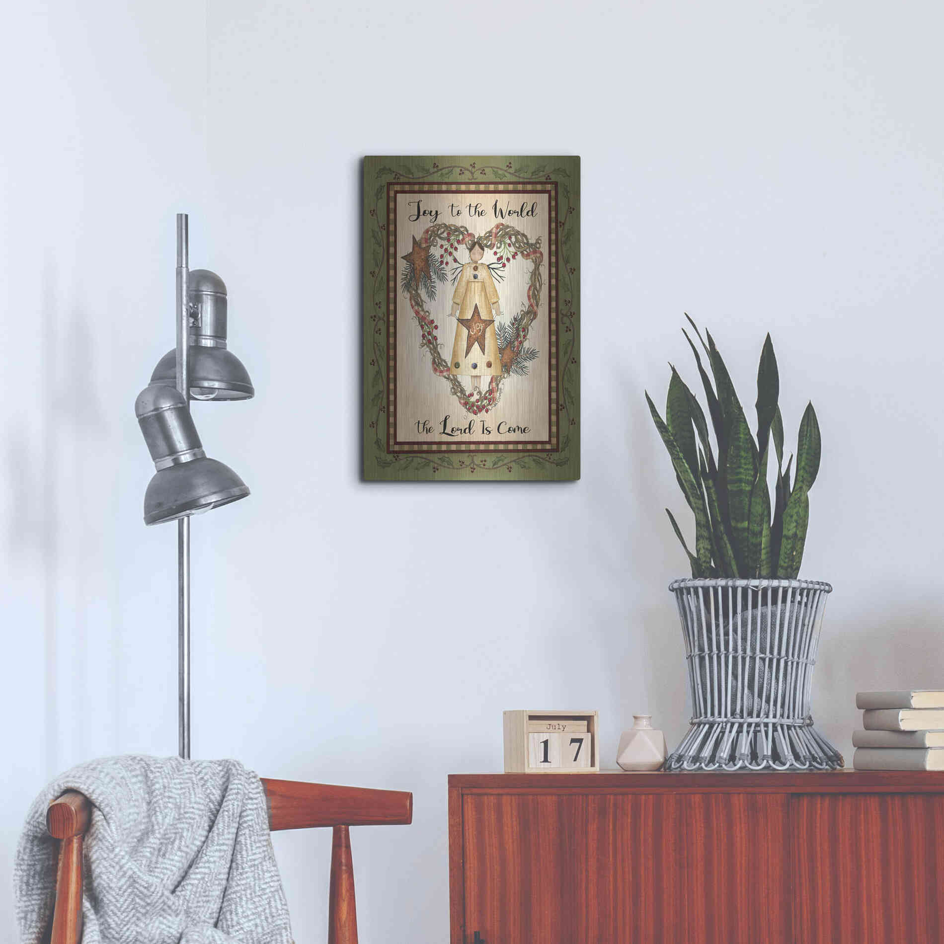 Luxe Metal Art 'Joy to the World Angel' by Linda Spivey, Metal Wall Art,16x24