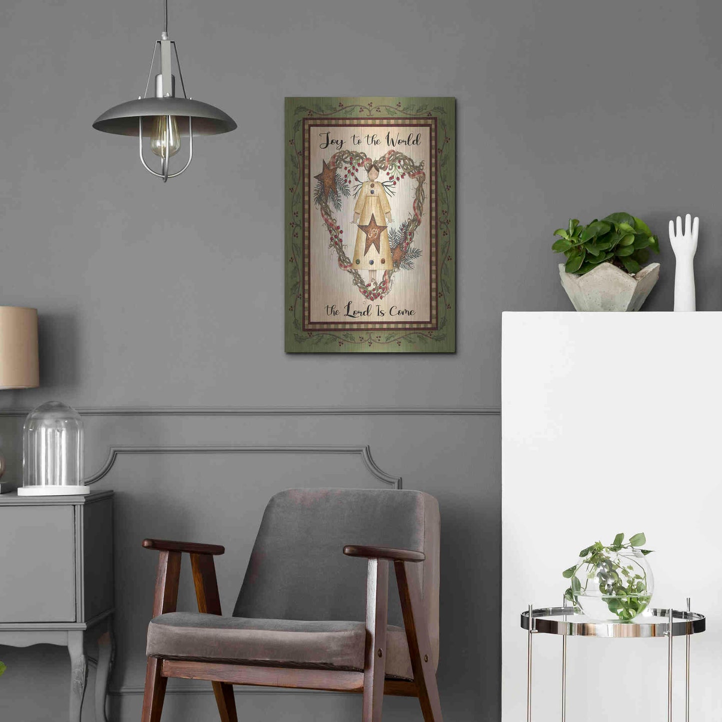 Luxe Metal Art 'Joy to the World Angel' by Linda Spivey, Metal Wall Art,16x24