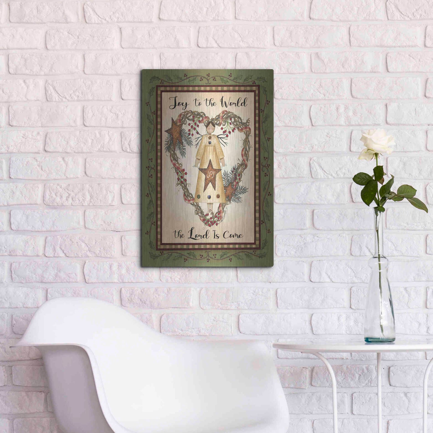 Luxe Metal Art 'Joy to the World Angel' by Linda Spivey, Metal Wall Art,16x24