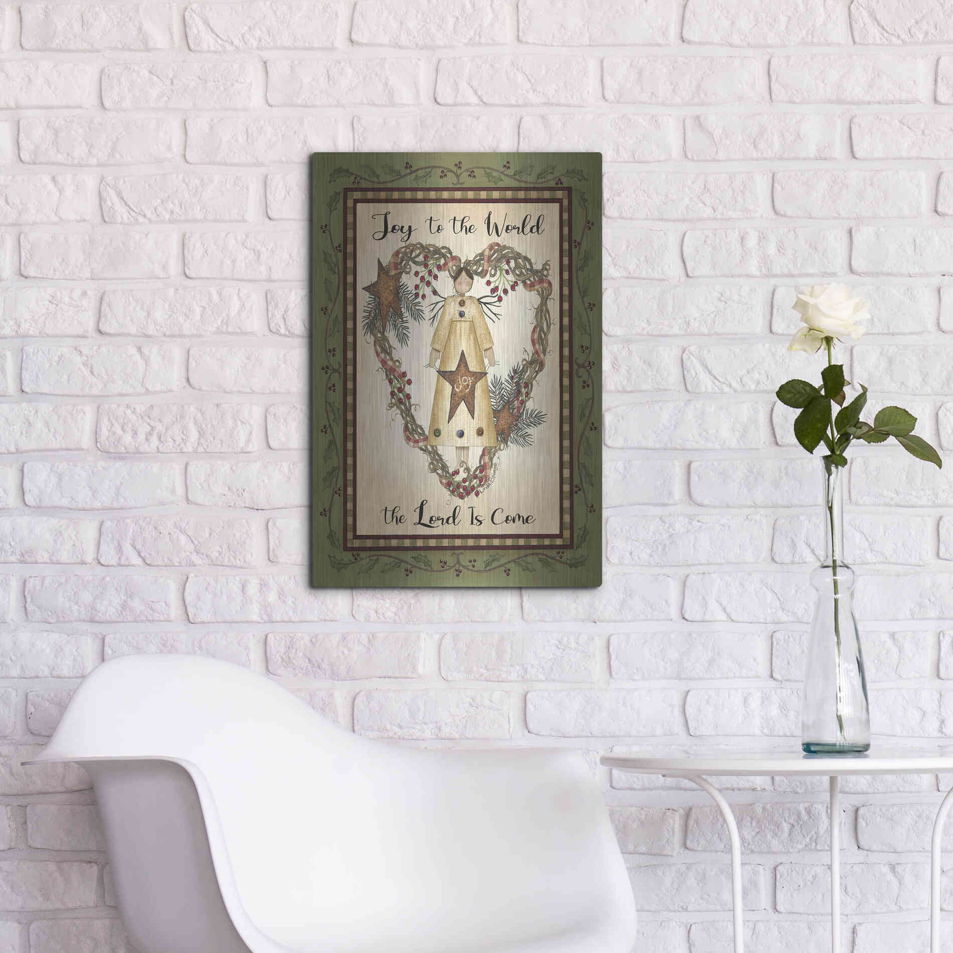 Luxe Metal Art 'Joy to the World Angel' by Linda Spivey, Metal Wall Art,16x24