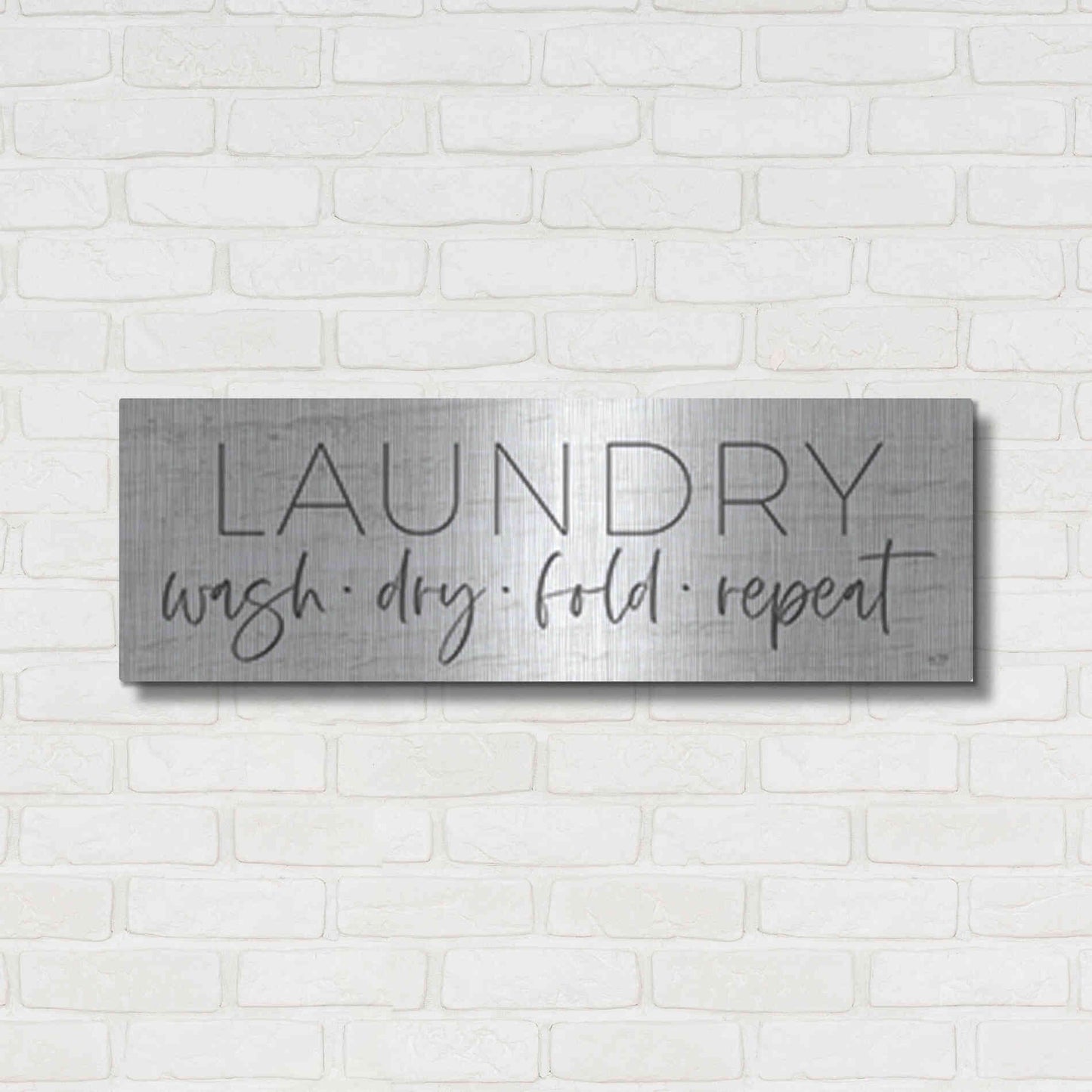 Luxe Metal Art 'Laundry - Wash, Dry, Fold, Repeat' by Lux + Me Designs , Metal Wall Art,36x12