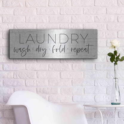 Luxe Metal Art 'Laundry - Wash, Dry, Fold, Repeat' by Lux + Me Designs , Metal Wall Art,36x12