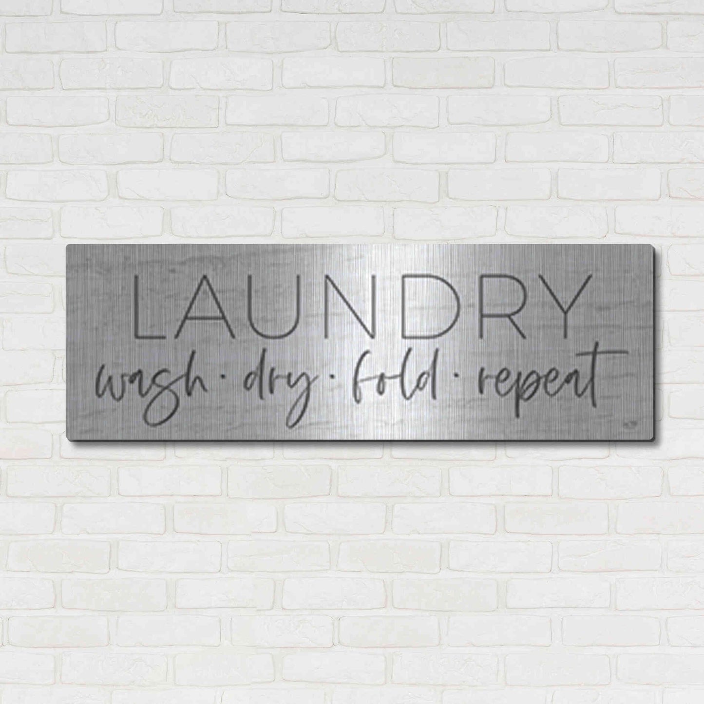 Luxe Metal Art 'Laundry - Wash, Dry, Fold, Repeat' by Lux + Me Designs , Metal Wall Art,48x16