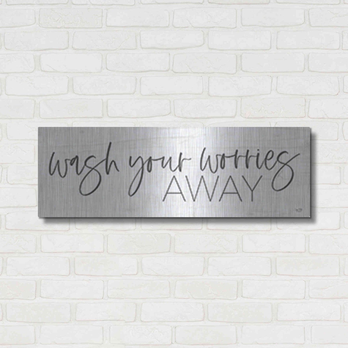 Luxe Metal Art 'Wash Your Worries Away' by Lux + Me Designs , Metal Wall Art,36x12