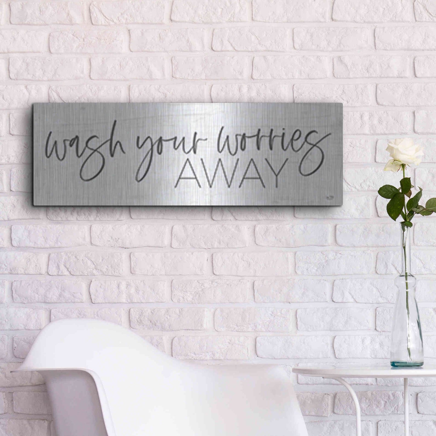 Luxe Metal Art 'Wash Your Worries Away' by Lux + Me Designs , Metal Wall Art,36x12