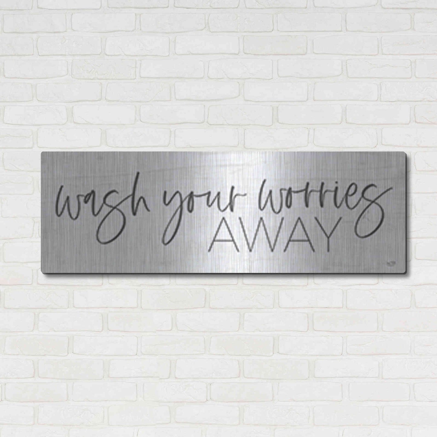 Luxe Metal Art 'Wash Your Worries Away' by Lux + Me Designs , Metal Wall Art,48x16