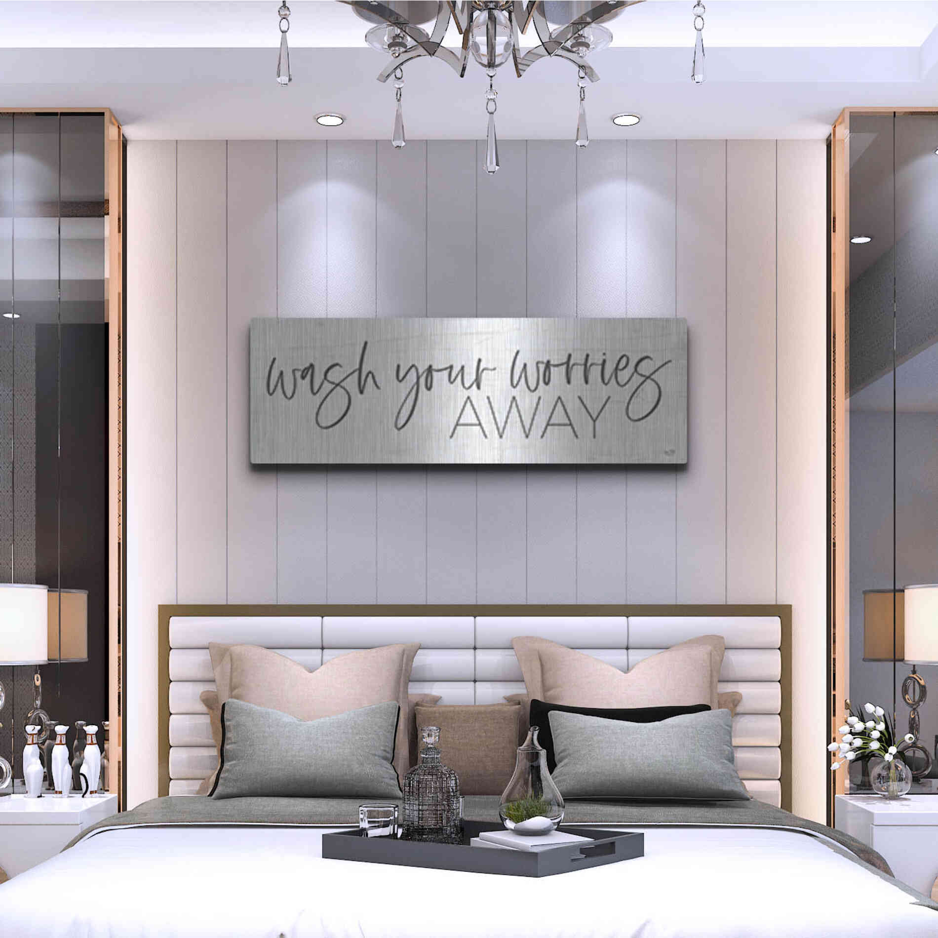 Luxe Metal Art 'Wash Your Worries Away' by Lux + Me Designs , Metal Wall Art,48x16