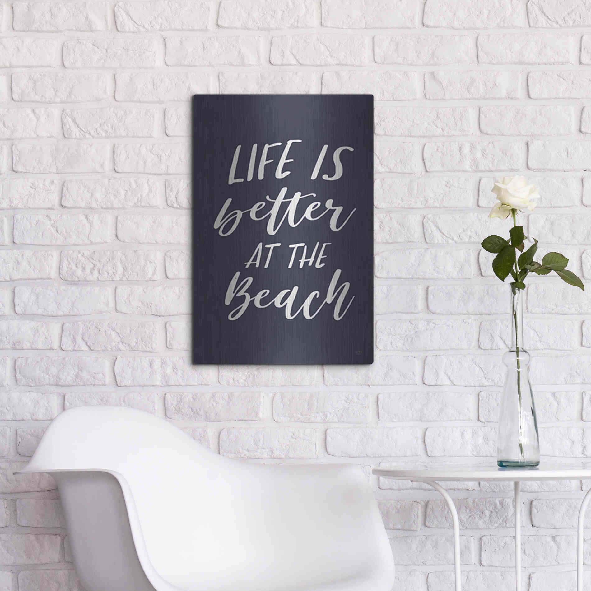 Luxe Metal Art 'Better at the Beach' by Lux + Me Designs, Metal Wall Art,16x24