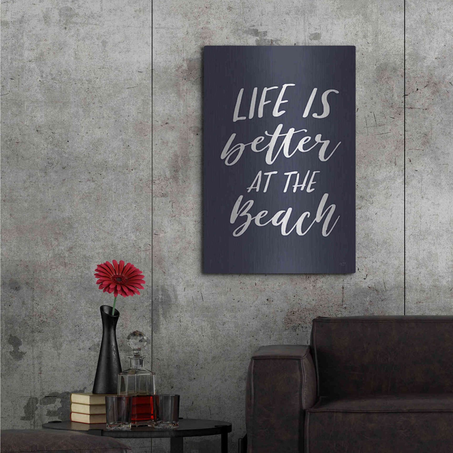 Luxe Metal Art 'Better at the Beach' by Lux + Me Designs, Metal Wall Art,24x36