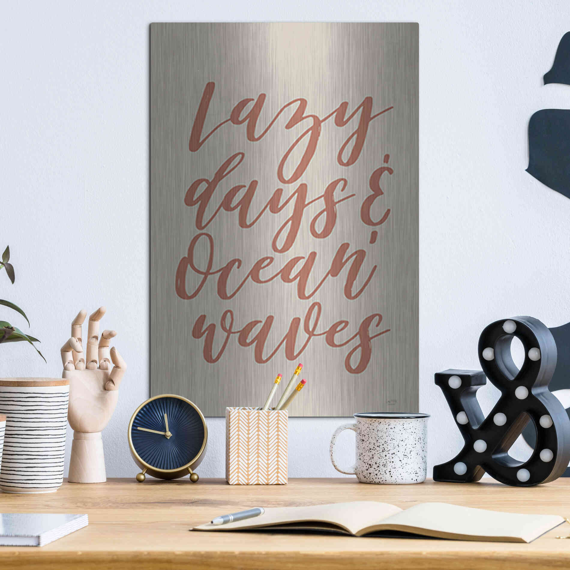 Luxe Metal Art 'Lazy Days & Ocean Waves' by Lux + Me Designs, Metal Wall Art,12x16