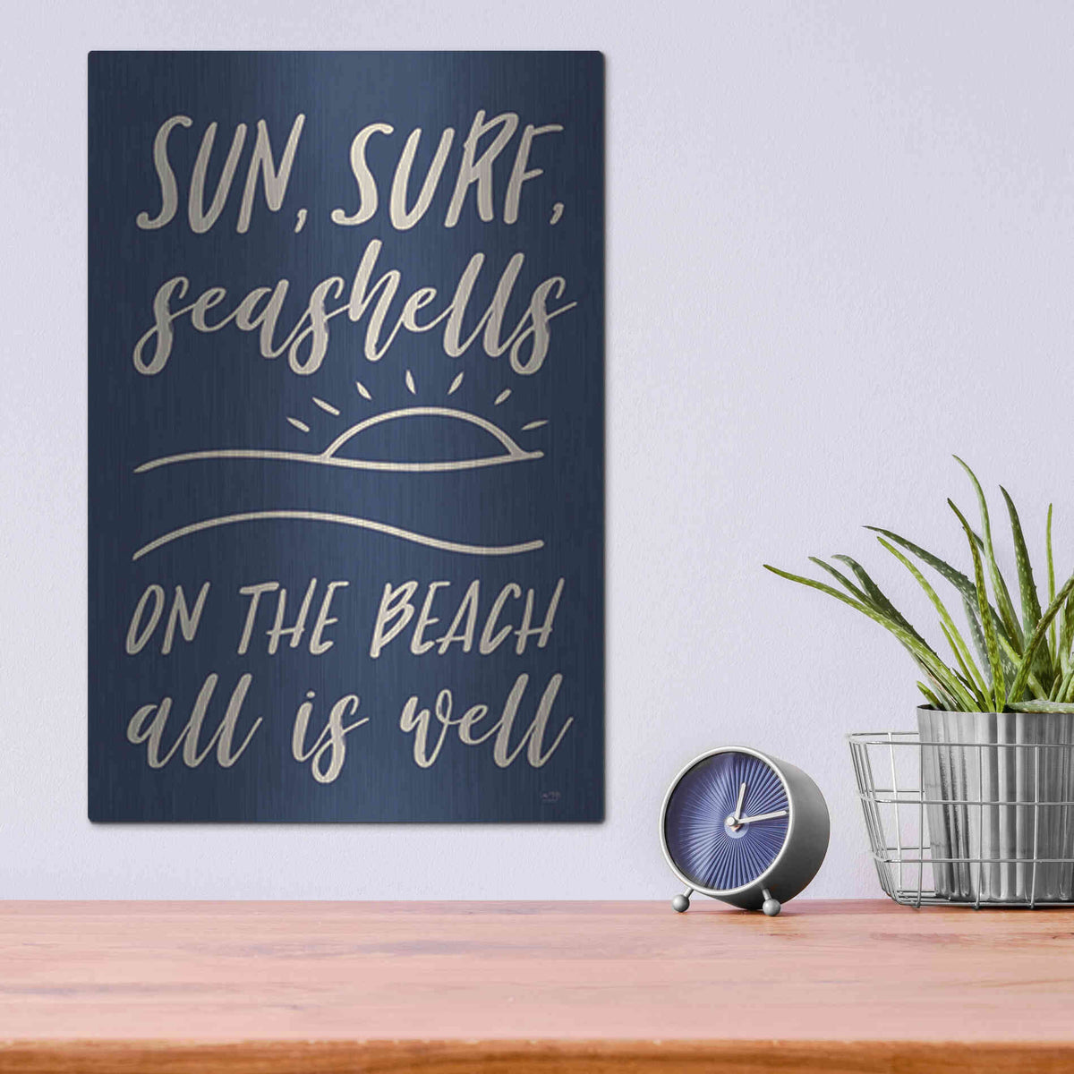 Luxe Metal Art 'Sun, Surf, Seashells' by Lux + Me Designs, Metal Wall Art,12x16