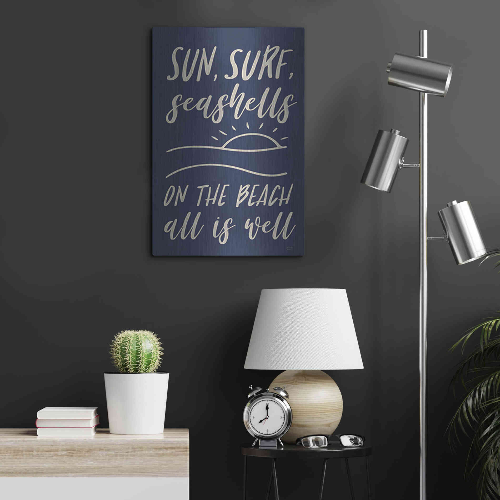 Luxe Metal Art 'Sun, Surf, Seashells' by Lux + Me Designs, Metal Wall Art,16x24