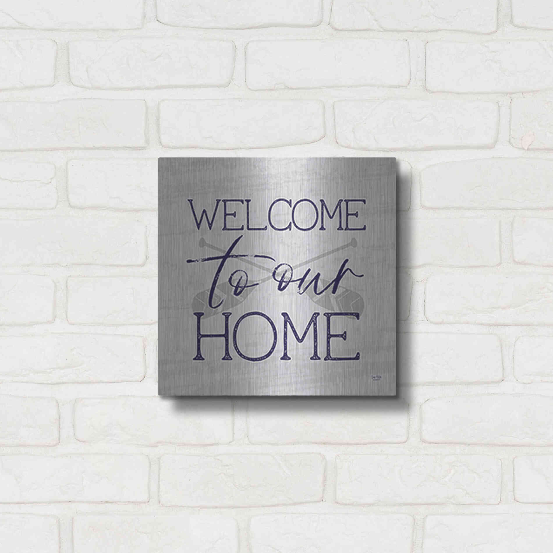 Luxe Metal Art 'Lake Welcome to Our Home' by Lux + Me Designs, Metal Wall Art,12x12