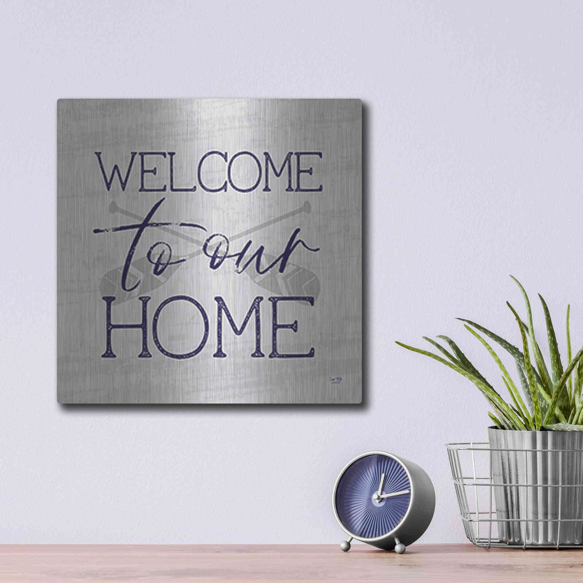 Luxe Metal Art 'Lake Welcome to Our Home' by Lux + Me Designs, Metal Wall Art,12x12