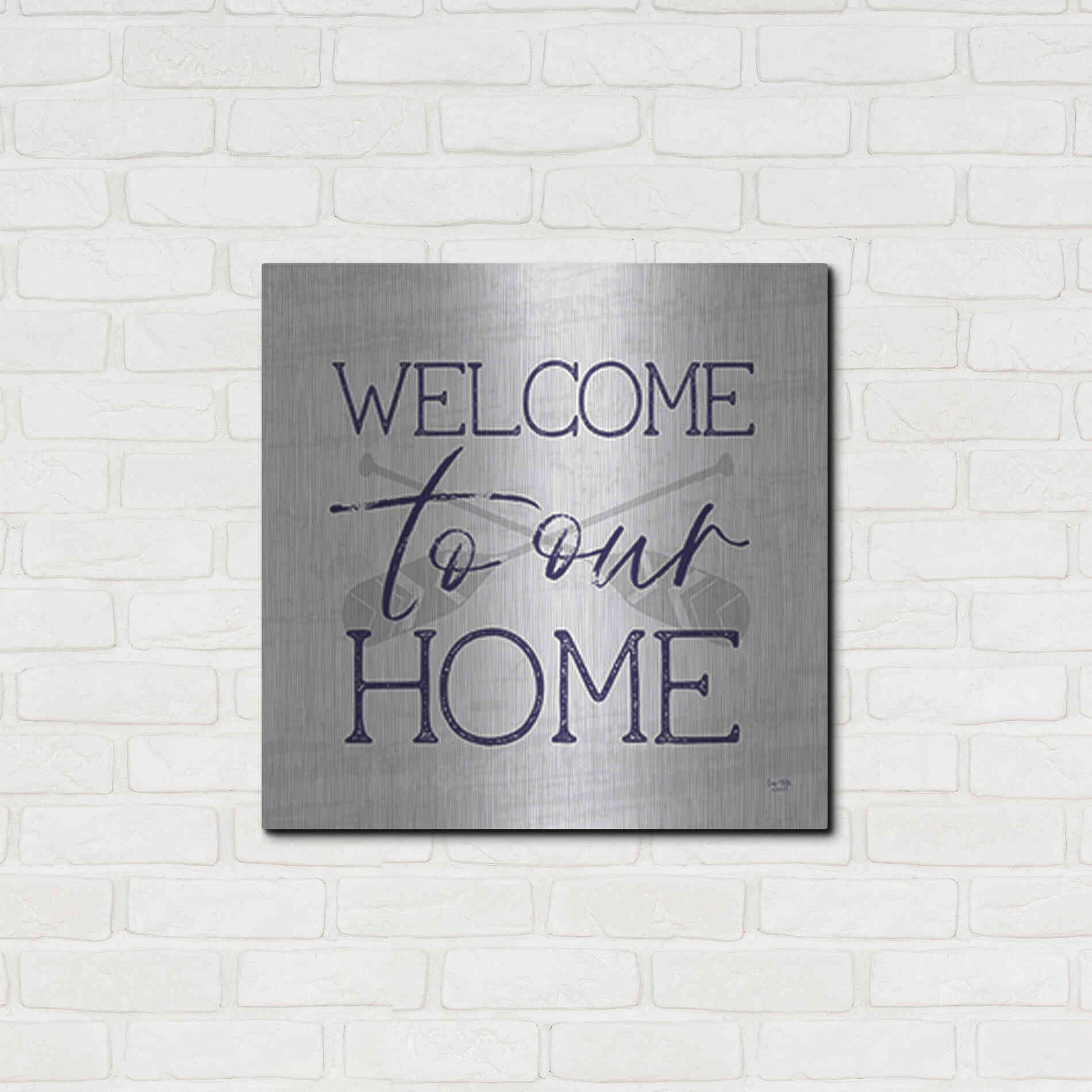 Luxe Metal Art 'Lake Welcome to Our Home' by Lux + Me Designs, Metal Wall Art,24x24