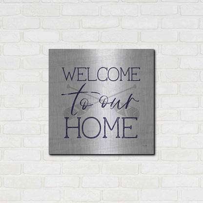 Luxe Metal Art 'Lake Welcome to Our Home' by Lux + Me Designs, Metal Wall Art,24x24