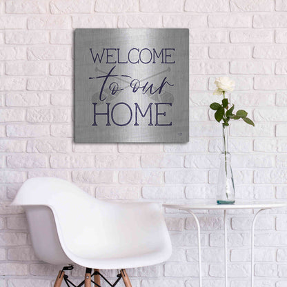 Luxe Metal Art 'Lake Welcome to Our Home' by Lux + Me Designs, Metal Wall Art,24x24