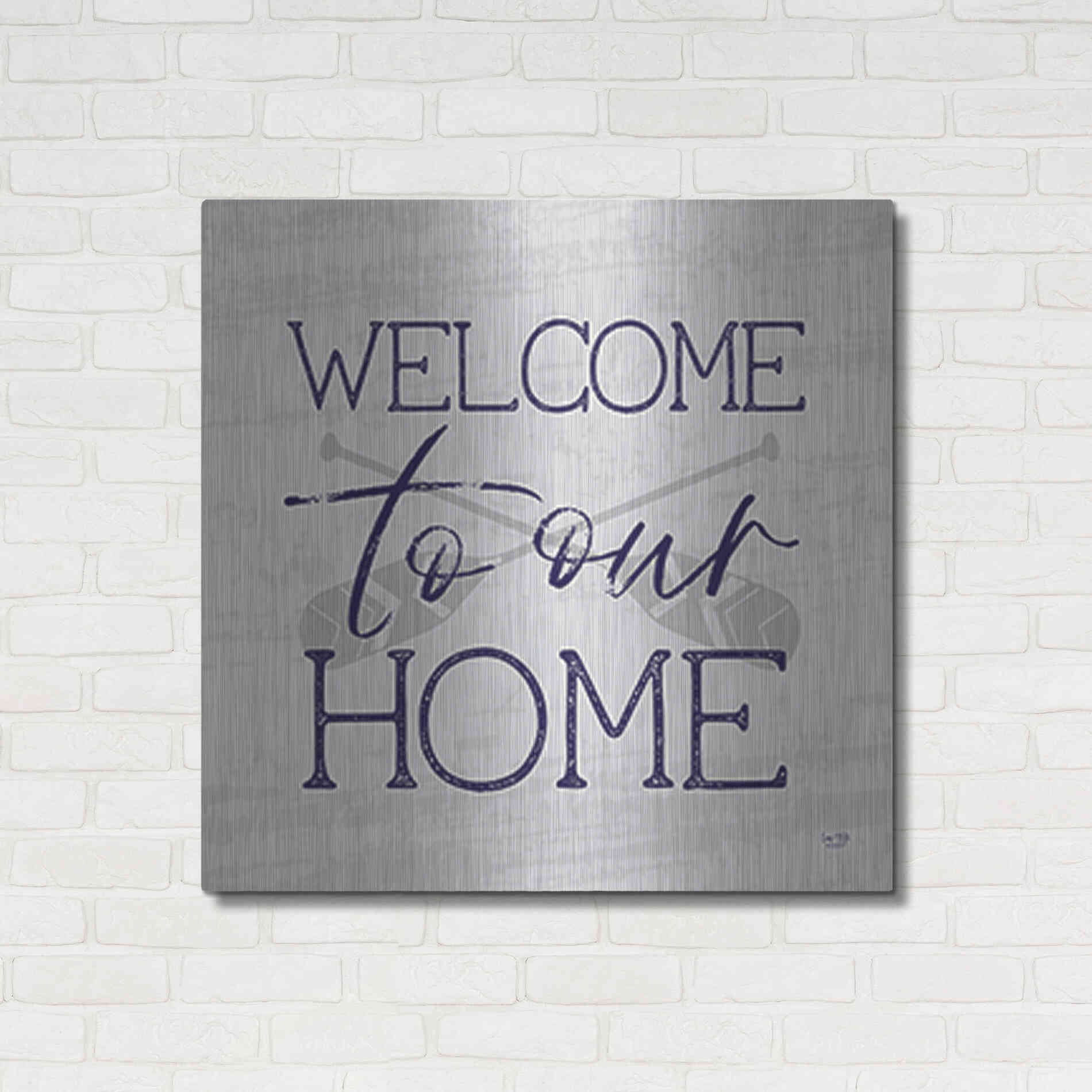 Luxe Metal Art 'Lake Welcome to Our Home' by Lux + Me Designs, Metal Wall Art,36x36