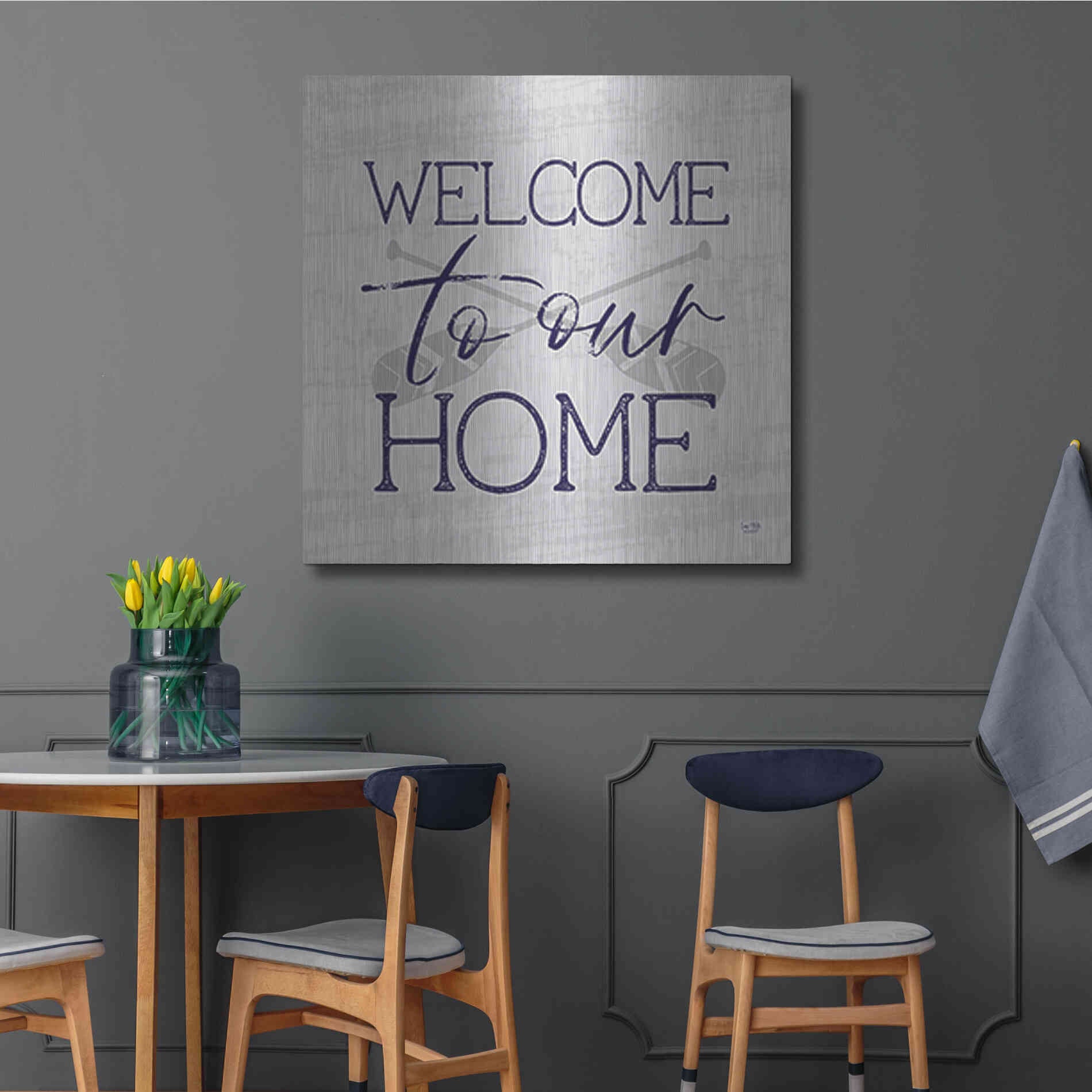 Luxe Metal Art 'Lake Welcome to Our Home' by Lux + Me Designs, Metal Wall Art,36x36