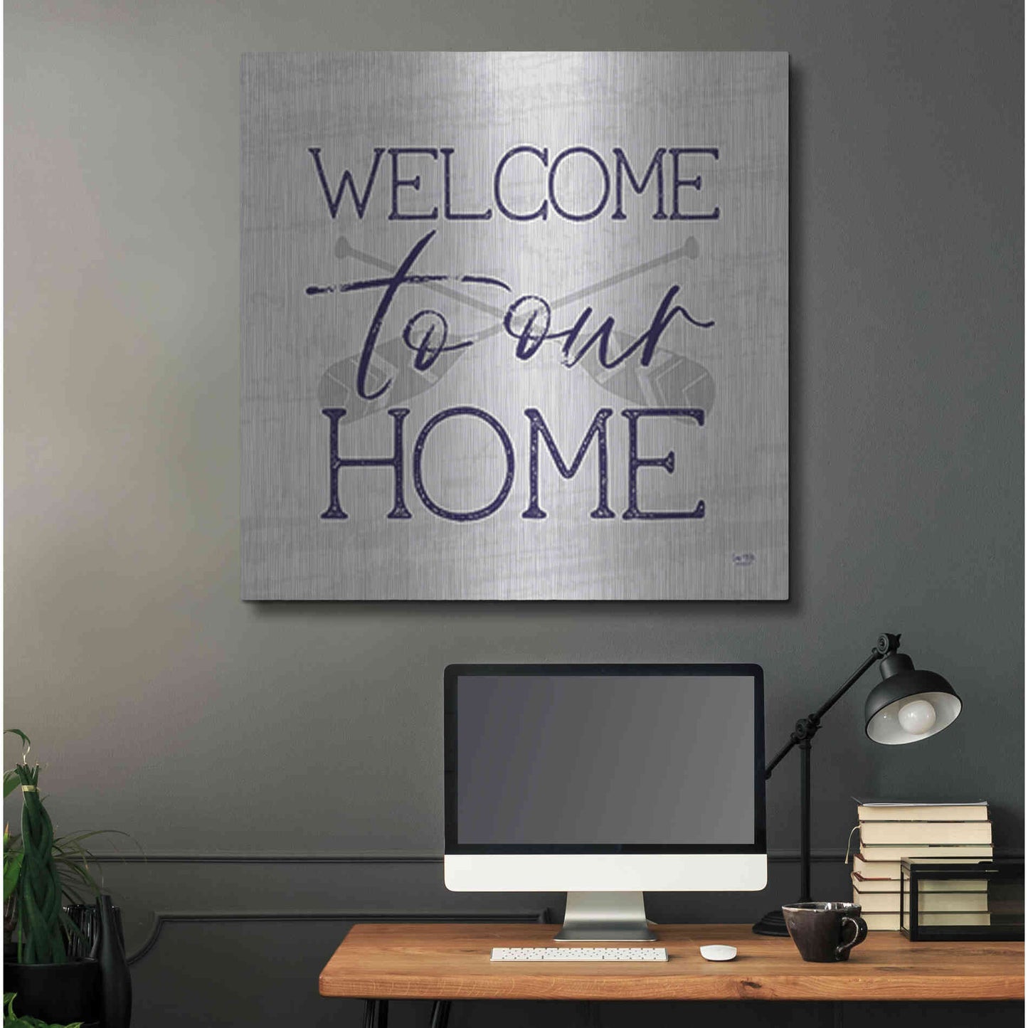 Luxe Metal Art 'Lake Welcome to Our Home' by Lux + Me Designs, Metal Wall Art,36x36