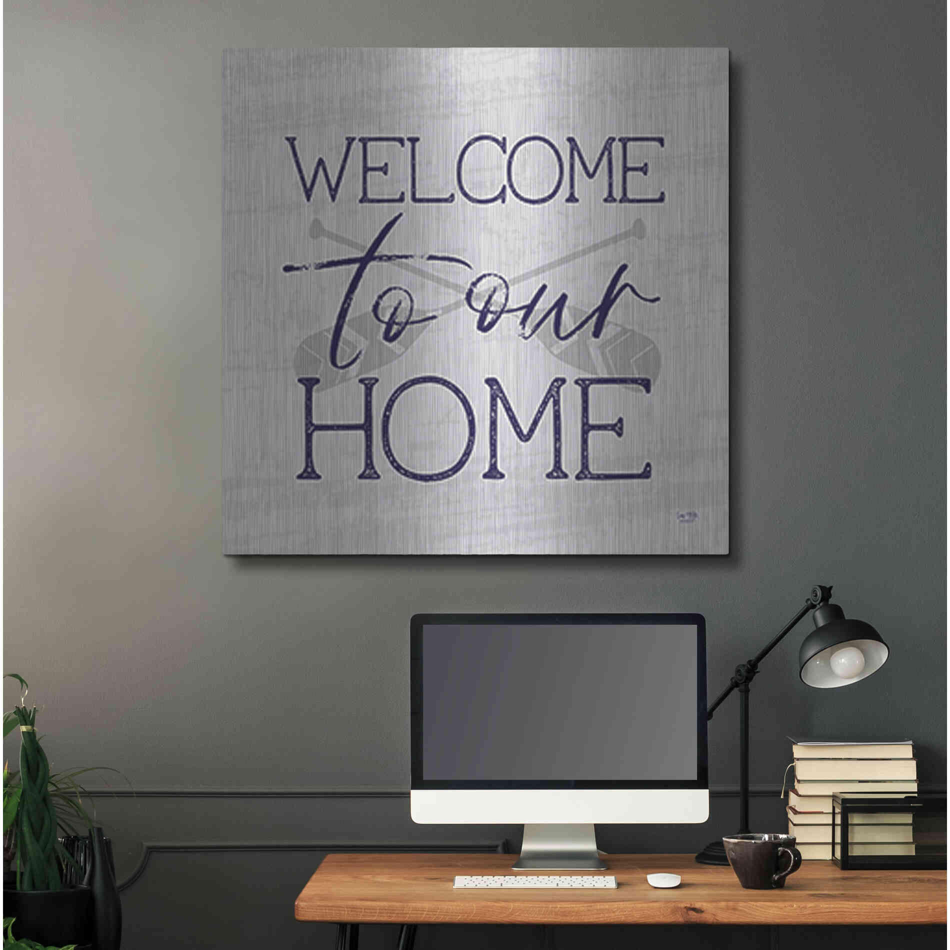 Luxe Metal Art 'Lake Welcome to Our Home' by Lux + Me Designs, Metal Wall Art,36x36
