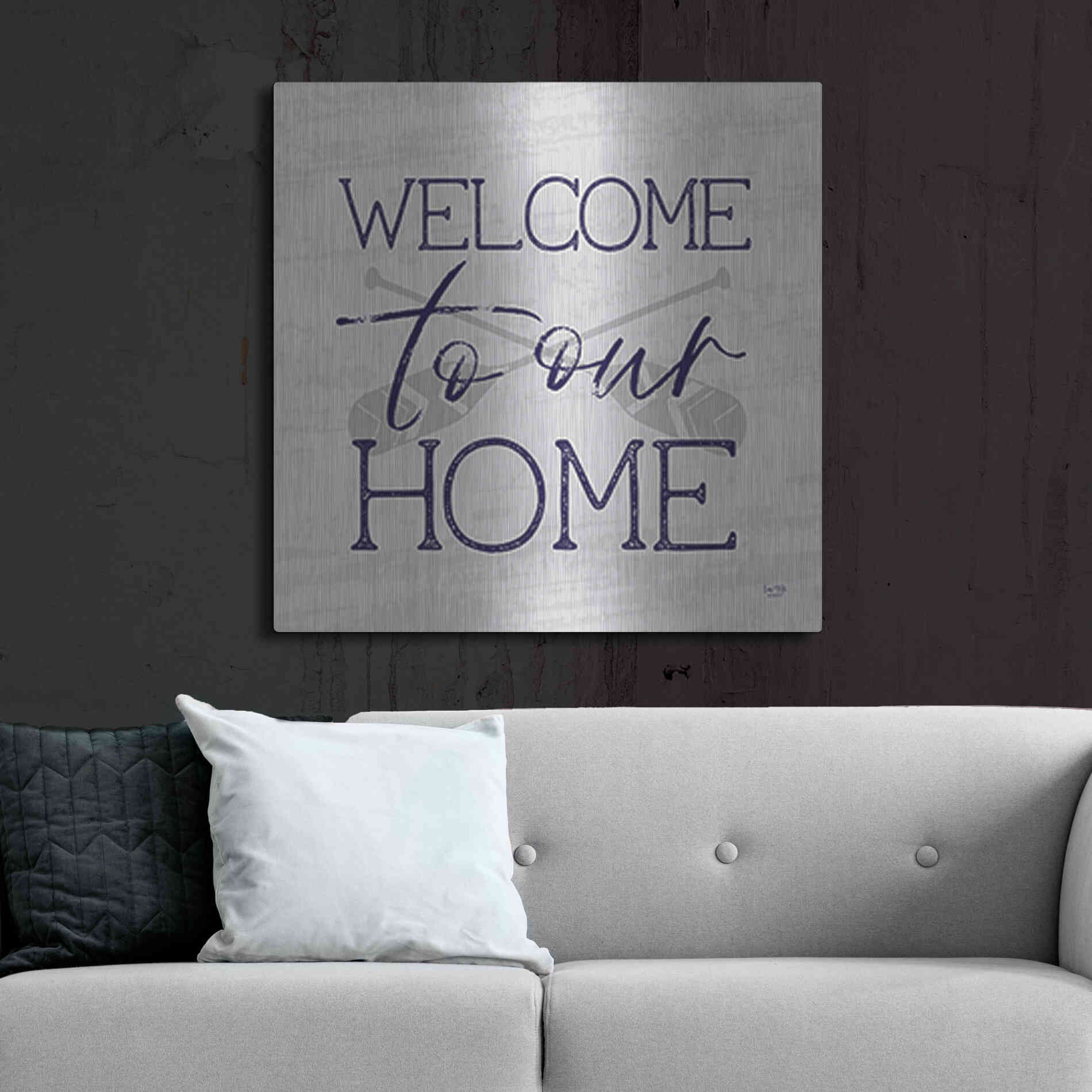 Luxe Metal Art 'Lake Welcome to Our Home' by Lux + Me Designs, Metal Wall Art,36x36